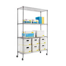 Armazenamento de escritório de serviço pesado Chrome Wire Shelving Factory, aprovação NSF, exportando para mais de 50 países (HD184272A4W3)